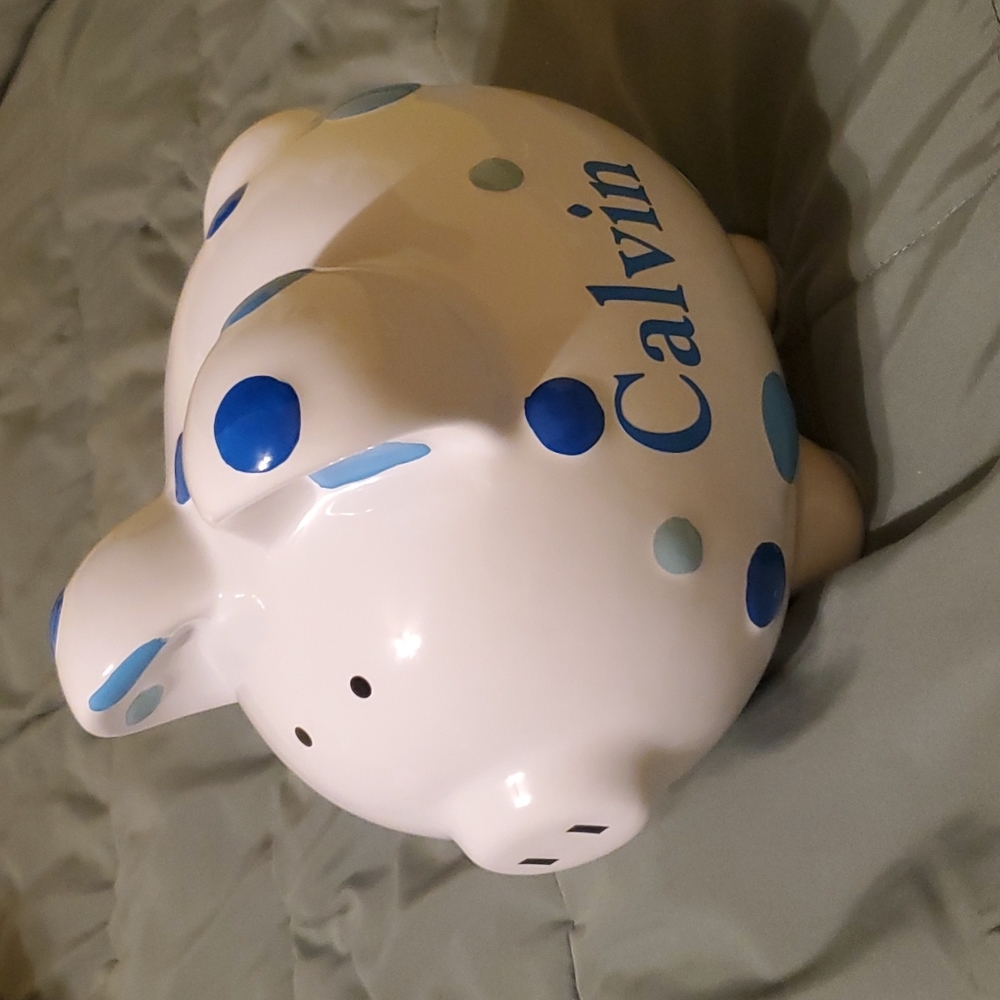 Piggy Bank engraved with "Calvin"